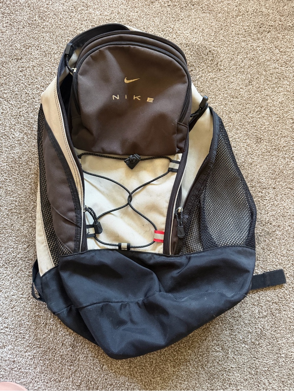 Nike Black and Cream Backpack - Sporty Daypack